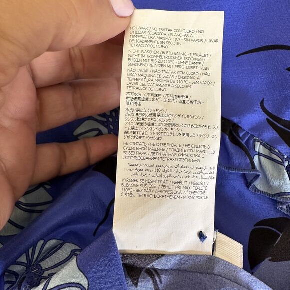 P.A.R.O.S.H. Women's Floral Blue Button Up Short Sleeve Silk Blouse Sz M - Picture 13 of 13